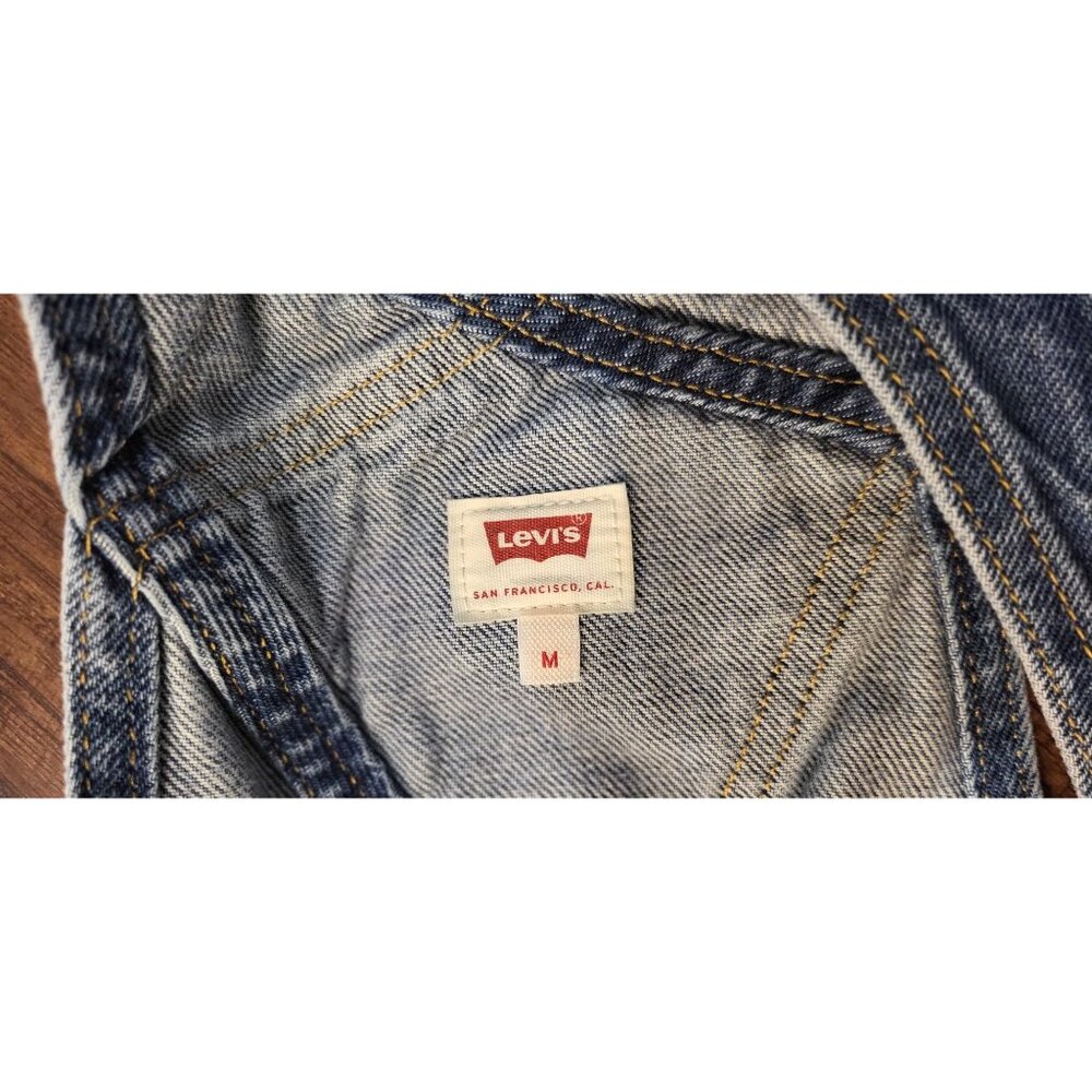 Levi's Vintage-Style Cotton Denim Overalls Medium Relaxed Distressed Utility - Picture 3 of 9
